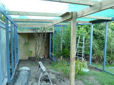 Sleeping quarters down the back for finches and small birds.