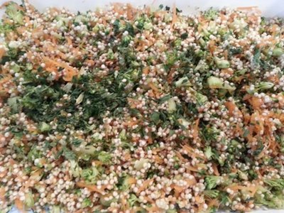 soaked quinoa chopped broccoli grated carrots parsley2.jpg