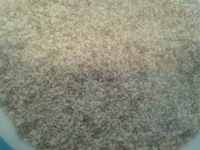 This is what came through the sieve with the bigger holes. It also clumps, when water is added.